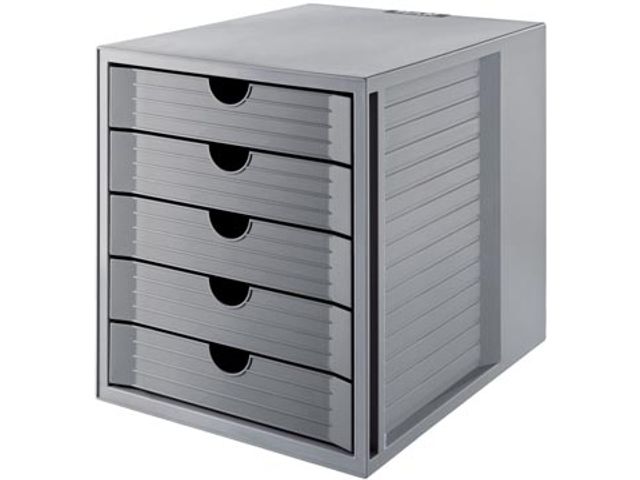 HAN 1450-64 - Schubladenbox SYSTEMBOX, A4 u. größer, 5 geschl. Schubladen, transl.-blau