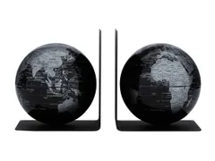 Boekensteun TROIKA met magnetische Wereldbol 13cm 2 stuks Zwart