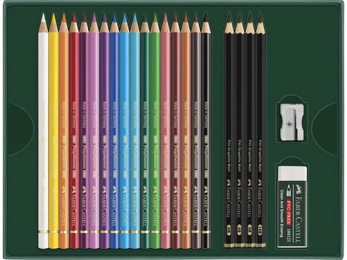 Tekenset Faber-Castell Polychromos en Pitt Grafiet Mat 23-delig