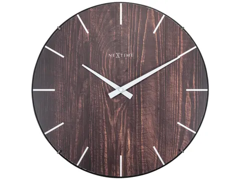 Wandklok Nextime Edge-Wood-Dome dia 35cm kunststof bruin streep