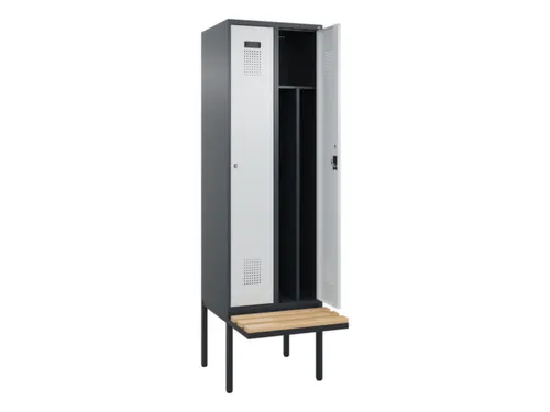 locker met bank,voor scheiding van kleding,HxBxD 2120x600x815mm,2vak
