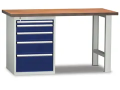 werkbank,HxBxD 840x1500x700mm,onderstel RAL5010,fronten RAL5010