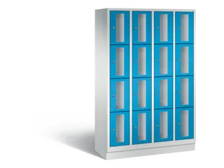 Lockerkast 1800x1190x500mm 4x4 vakken Cilinderslot, Sokkel, RAL5012 - 2