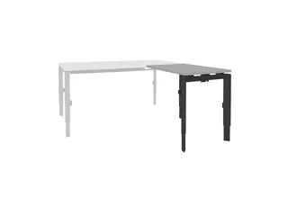 Bureau Linesto N3 aanbouwtafel 120x60cm lichtgrijs 25mm zwart - 1