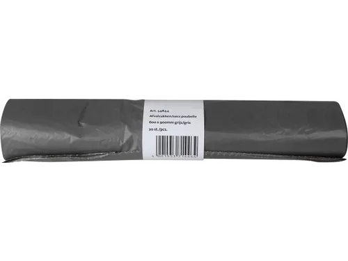 Vuilniszak 25 micron 60x90 cm 70L HDPE grijs rol van 20 stuks
