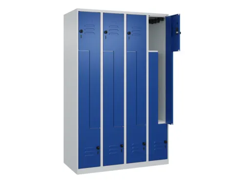 Z-garderobekast,HxBxD 1850x1200x500mm,vak B 150/300mm,draaigrendel