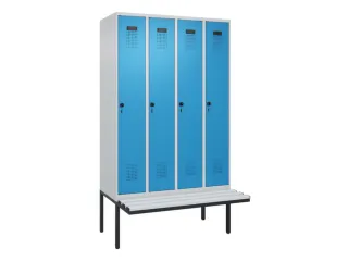 locker met bank,voor scheiding van kleding,HxBxD 2120x1200x815mm,4vak - 2