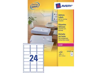 Adresetiket Avery QuickPeel L7159-40 63.5x33.9mm Wit 960 stuks - 2