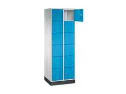 lockerkast,RAL 7035/RAL 5012,HxBxD 1950x620x500mm,2x6vakken,cil.-slot