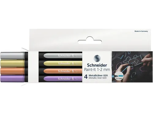 Metallic liner Schneider Paint-It 020 1-2mm etui 4st. (metallic zilver