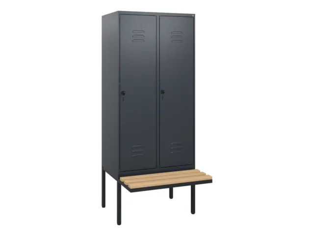 locker met bank,HxBxD 1950x800x815mm,2vak,vak B 400mm,draaigrendel