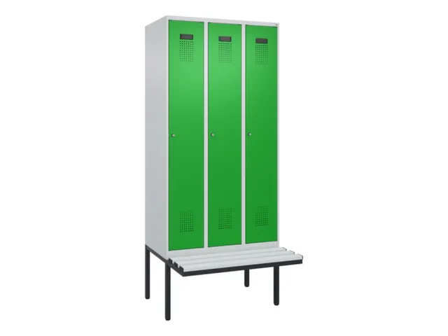 locker met bank,voor scheiding van kleding,HxBxD 2120x900x815mm,3vak