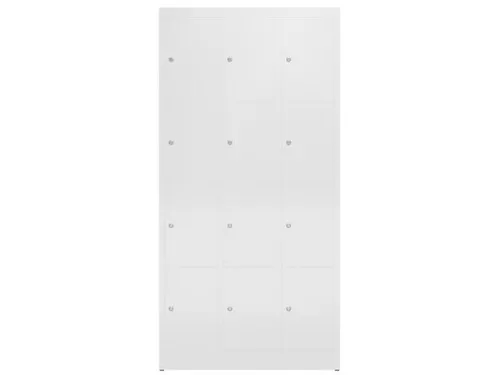 Lockerkast 1800x870x500mm 3x4 vakken cilinderslot, sokkel, RAL9003