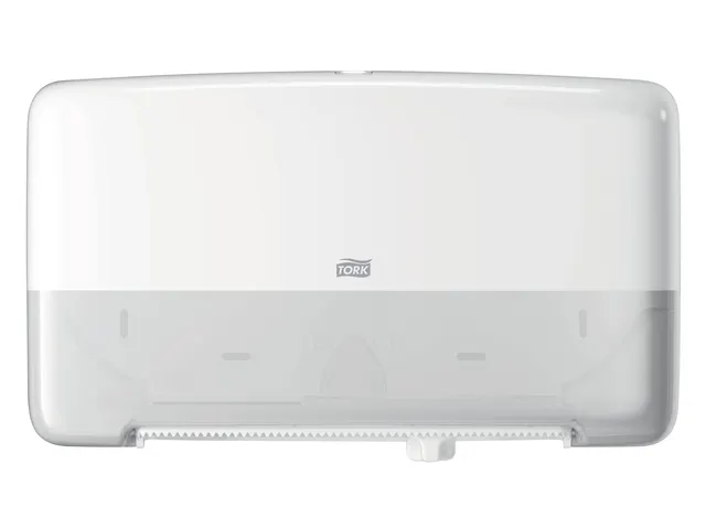 Tork 555500 T2 Twin Mini Jumbo Toiletpapier Dispenser Elevation Wit