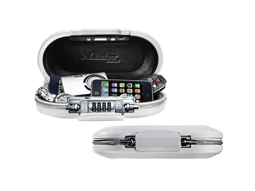Draagbare kluis MasterLock Safe space met combinatieslot en kabel wit