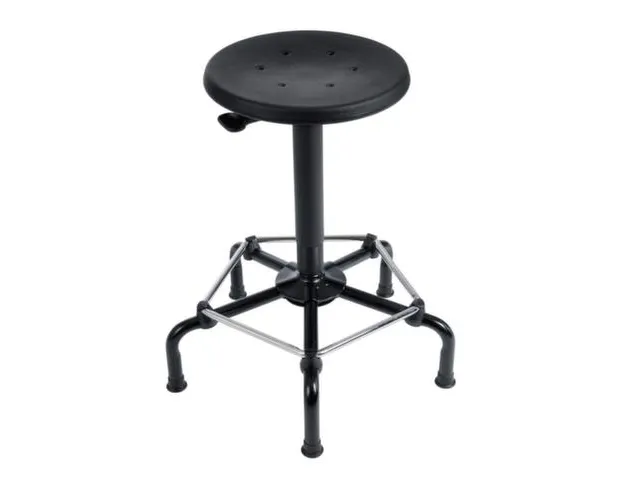 Draaikruk 540-730Mm Pu Zwart Gasveer Voetkruis Zwart Staal Glijders