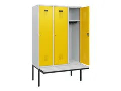 locker met bank,HxBxD 1950x1200x815mm,3vak,vak B 400mm,cilinderslot