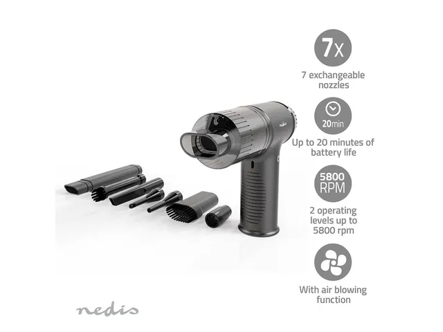 Handstofzuiger / luchtblazer Nedis 90W oplaadbaar zwart