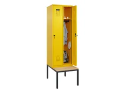 locker met bank,HxBxD 2120x600x815mm,2vak,vak B 300mm,draaigrendel