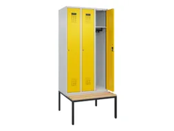 locker met bank,HxBxD 2120x900x815mm,3vak,vak B 300mm,cilinderslot