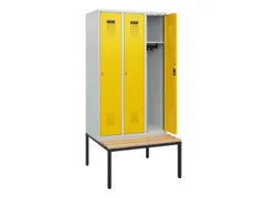 locker met bank,HxBxD 1950x900x815mm,3vak,vak B 300mm,cilinderslot