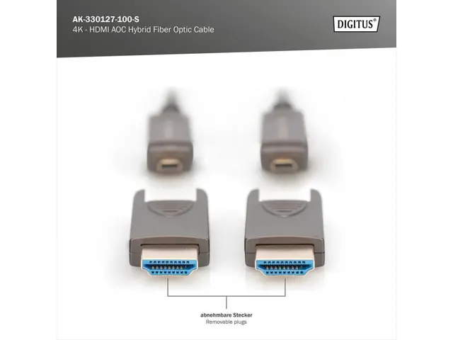 HDMI AOC-aansluitkabel type A afneembaar M/M 10m Ultra HD 4K@60 Hz