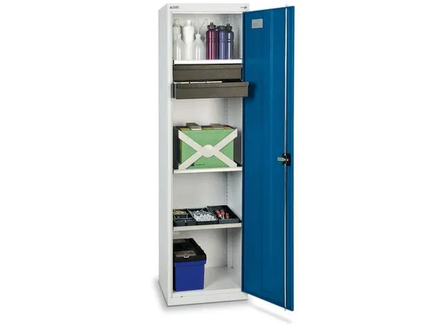 Materiaalkast 1800x500x500mm 3legborden Uitschuifbaar 2laden Ral5010