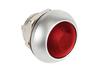 Ronde Metalen Drukschakelaar Met Rood Kapje - 1P Spst Off-(On) - 1