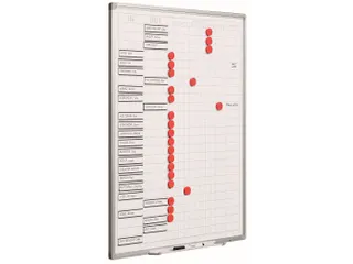 Aan- en afwezigheidsbord 70x60cm softline profiel 8mm 25 namen IN/OUT - 1