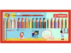 Kleurpotloden STABILO 880 woody 3 in 1 incl puntenslijper en penseel