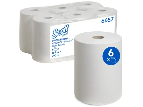 Handdoekrol Scott Slimroll 1-laags 165m wit 6657