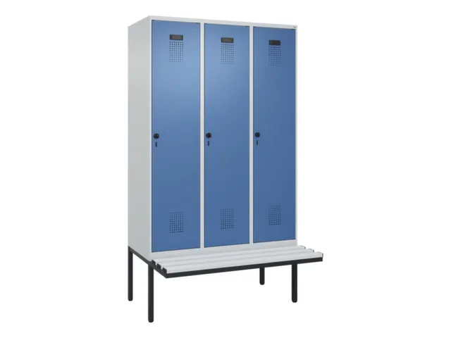 locker met bank,voor scheiding van kleding,HxBxD 2120x1200x815mm,3vak