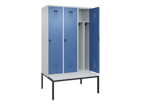 locker met bank,voor scheiding van kleding,HxBxD 2120x1200x815mm,3vak