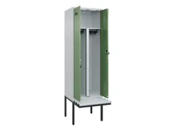 PBM-locker met bank,HxBxD 2120x600x815mm,2vak,vak B 300mm,draaigrendel