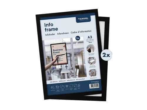 Infokader Europel zelfklevend A3 zwart
