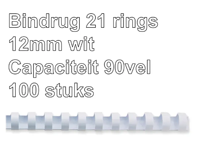 Bindrug Fellowes 12mm 21-rings A4 wit 100stuks
