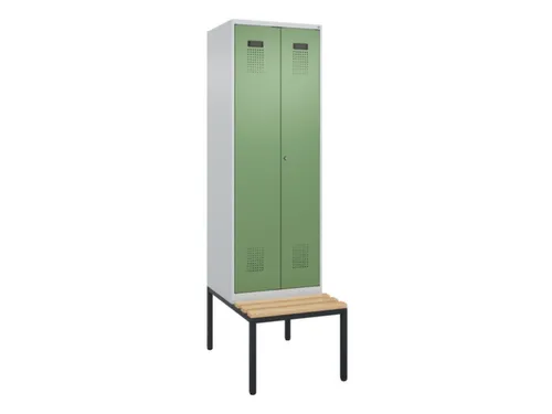 locker met bank,voor scheiding van kleding,HxBxD 2120x600x815mm,2vak