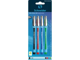 Balpen Schneider Slider Memo XB 1,4mm 4 stuks op blister assorti - 1
