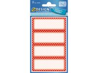 huishoudetiket Z-design Home pakje a 3 vel kader rood-wit