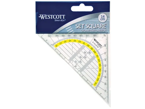 Geodriehoek Westcott 14cm Transparant