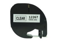 Labeltape Dymo Compatible Letratag 12267 12mm Zwart Op Transparant