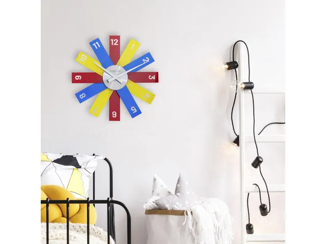 Design wandklok - 40cm- Stille klok - Multicolor - Acryl - NeXtime "Pl