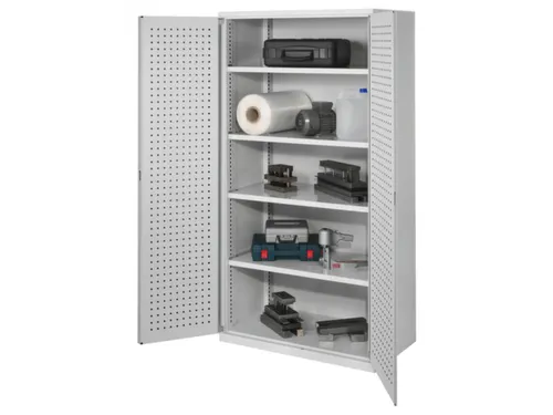Materiaalkast Geperf Deuren 1950x1000x600mm 4legborden Ral7035