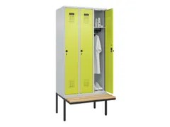 locker met bank,HxBxD 2120x900x815mm,3vak,vak B 300mm,draaigrendel