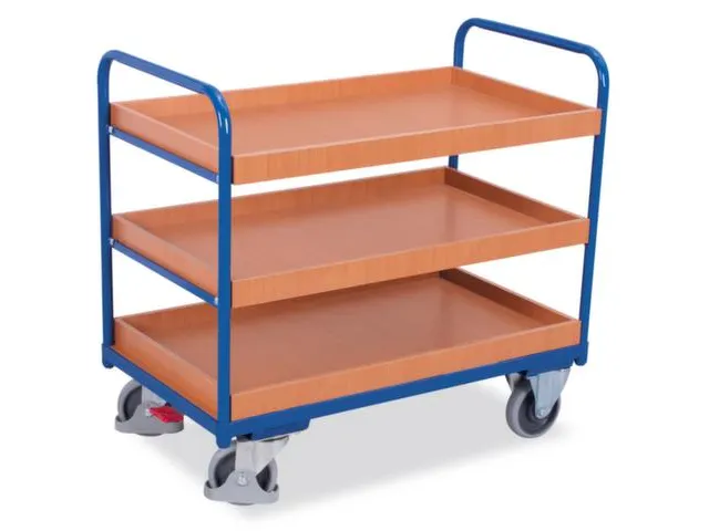 Etagewagen 250kg Lxb 850x500mm H 950mm 3 Etages Hout Ral5010