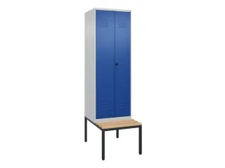 PBM-locker met bank,HxBxD 2120x600x815mm,2vak,vak B 300mm,draaigrendel - 1