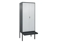 PBM-locker met bank,HxBxD 2120x800x815mm,2vak,vak B 400mm,draaigrendel