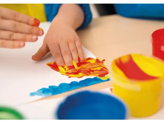 Vingerverf Eberhard Faber 100ml geel, rood, blauw, groen