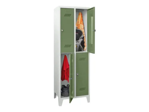 dubbeldekse locker,HxBxD 1850x600x500mm,2x2vak.,RAL7035,front RAL6011