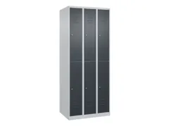 dubbeldekse locker,HxBxD 1850x750x500mm,3x2vak.,vak B 250mm,cil.-slot